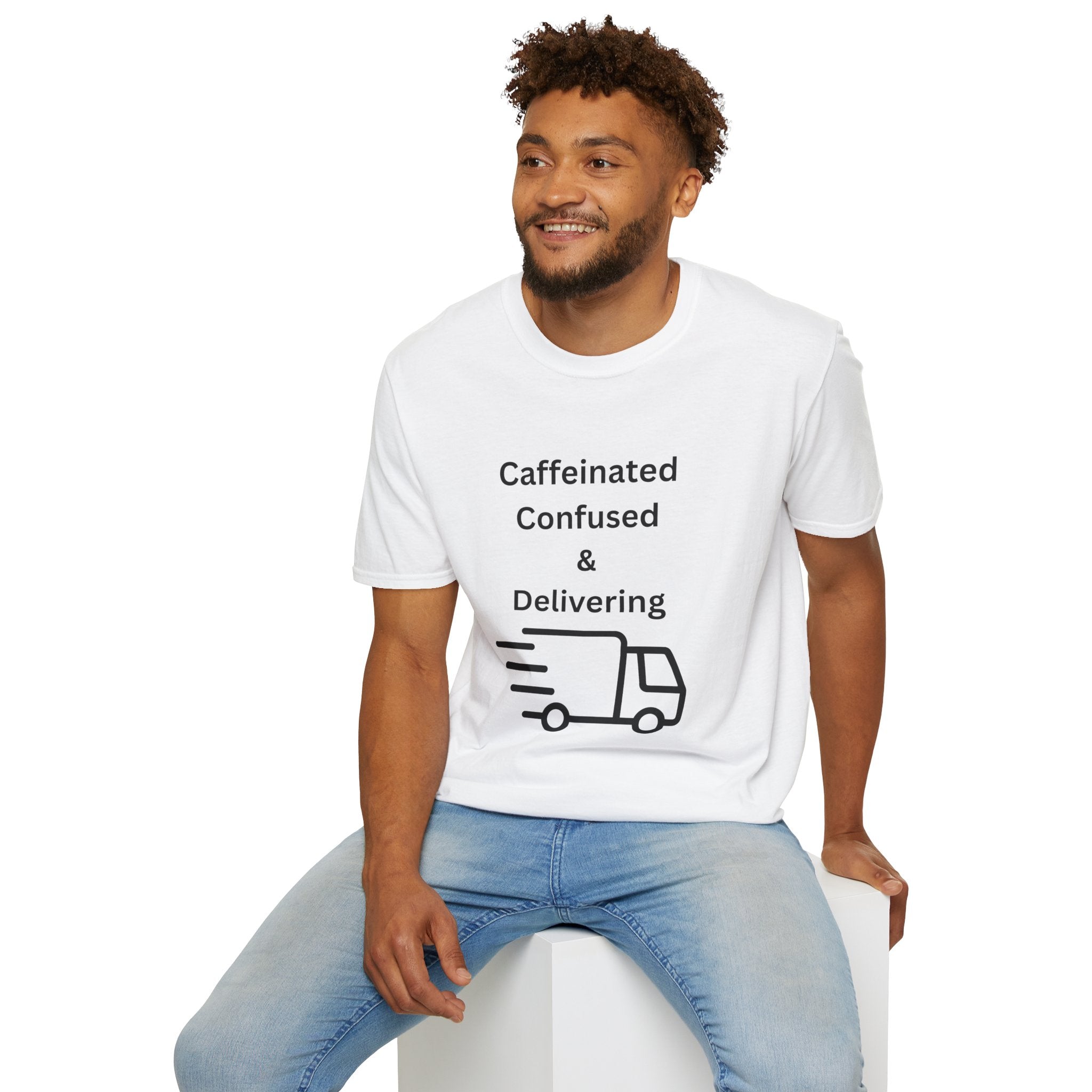 Delivery Driver T-Shirt - "Caffeinated Confused & Delivering" Graphic Tee