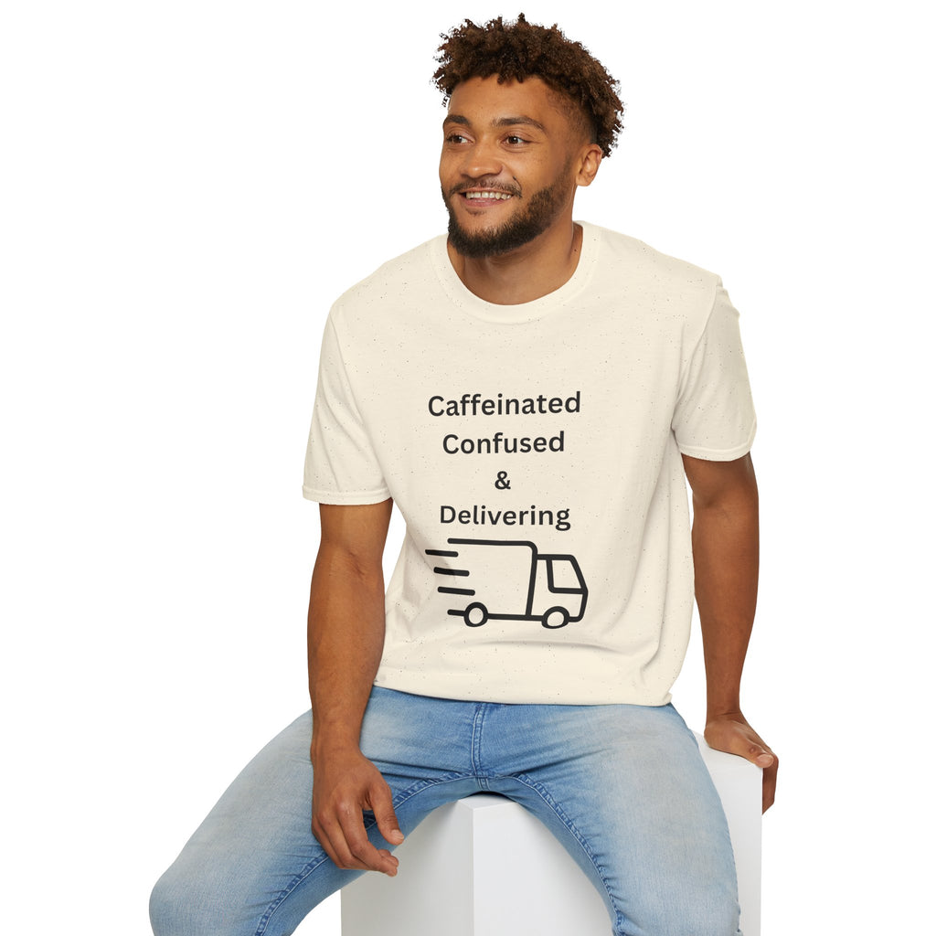 Delivery Driver T-Shirt - "Caffeinated Confused & Delivering" Graphic Tee