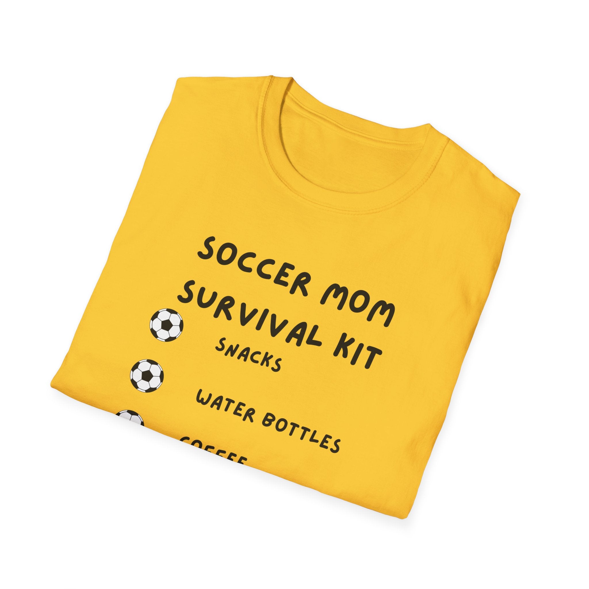 Soccer Mom Survival Kit T-Shirt – "Caffeinated & Confused" Soccer Mom Tee