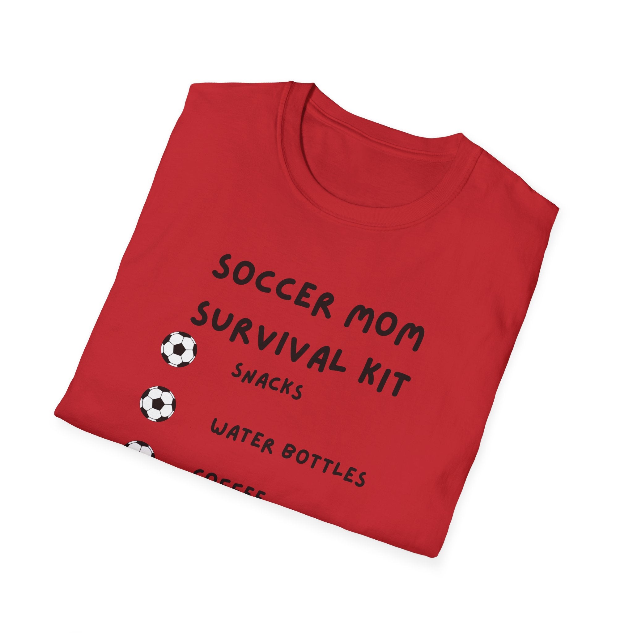 Soccer Mom Survival Kit T-Shirt – "Caffeinated & Confused" Soccer Mom Tee