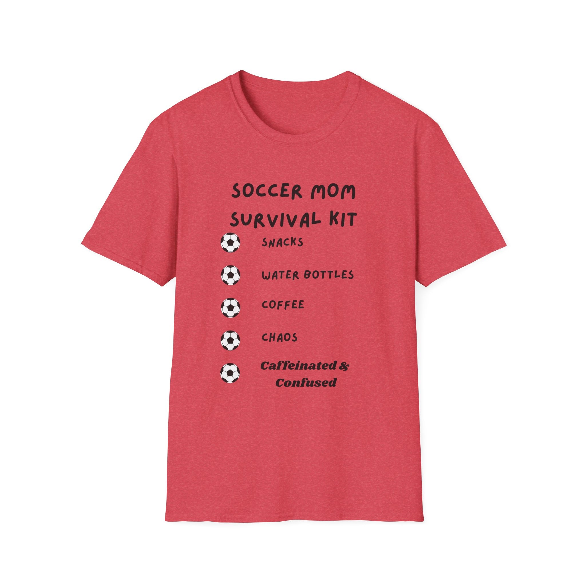 Soccer Mom Survival Kit T-Shirt – "Caffeinated & Confused" Soccer Mom Tee