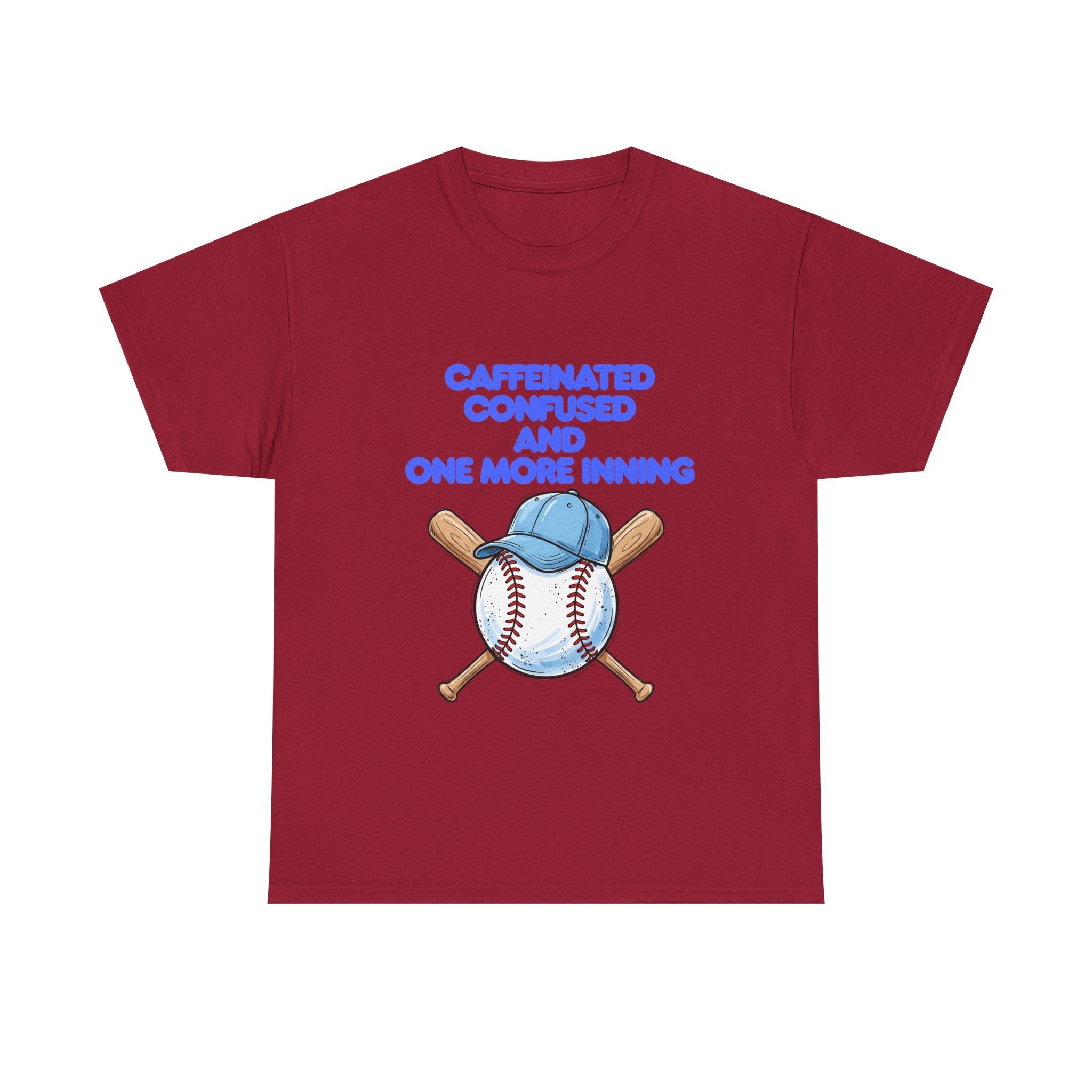 Baseball Caffeinated T‑Shirt — 'Caffeinated Confused and one more inning' Graphic Tee