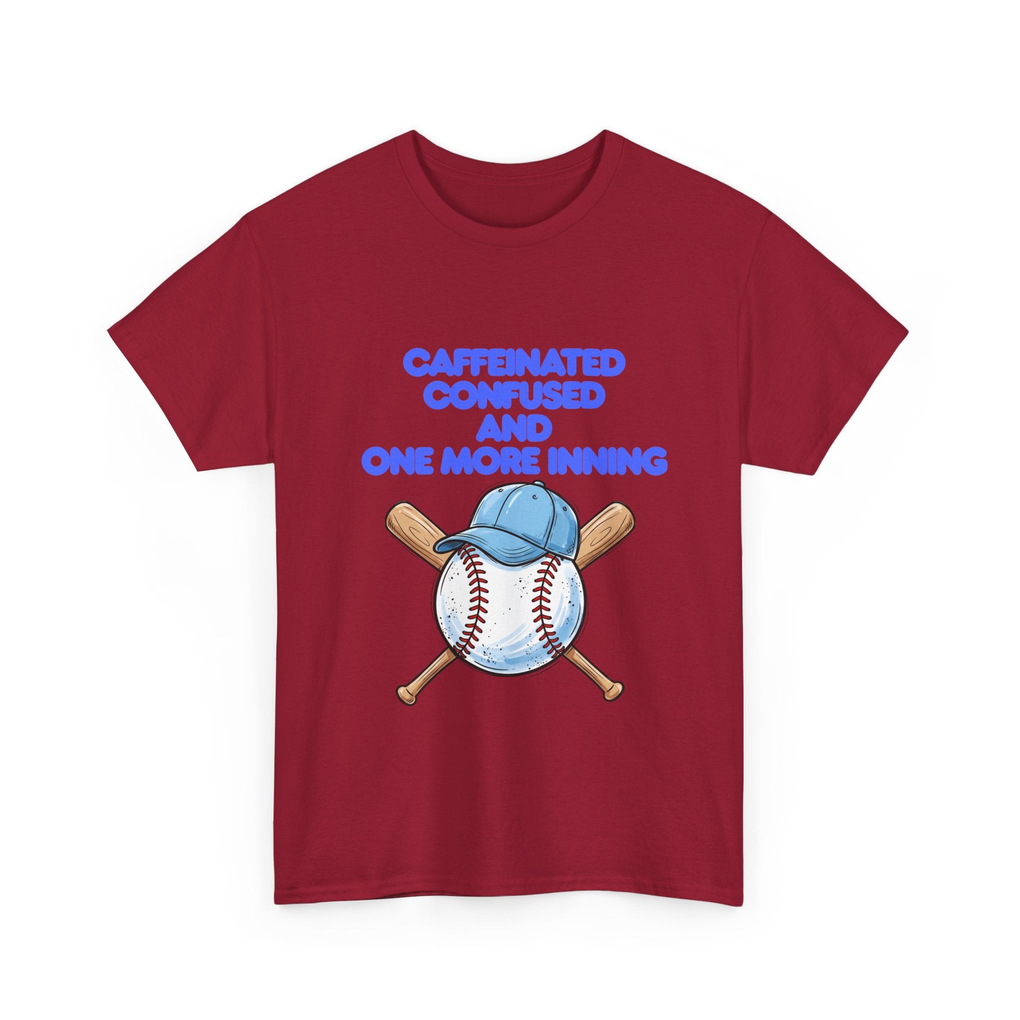 Baseball Caffeinated T‑Shirt — 'Caffeinated Confused and one more inning' Graphic Tee