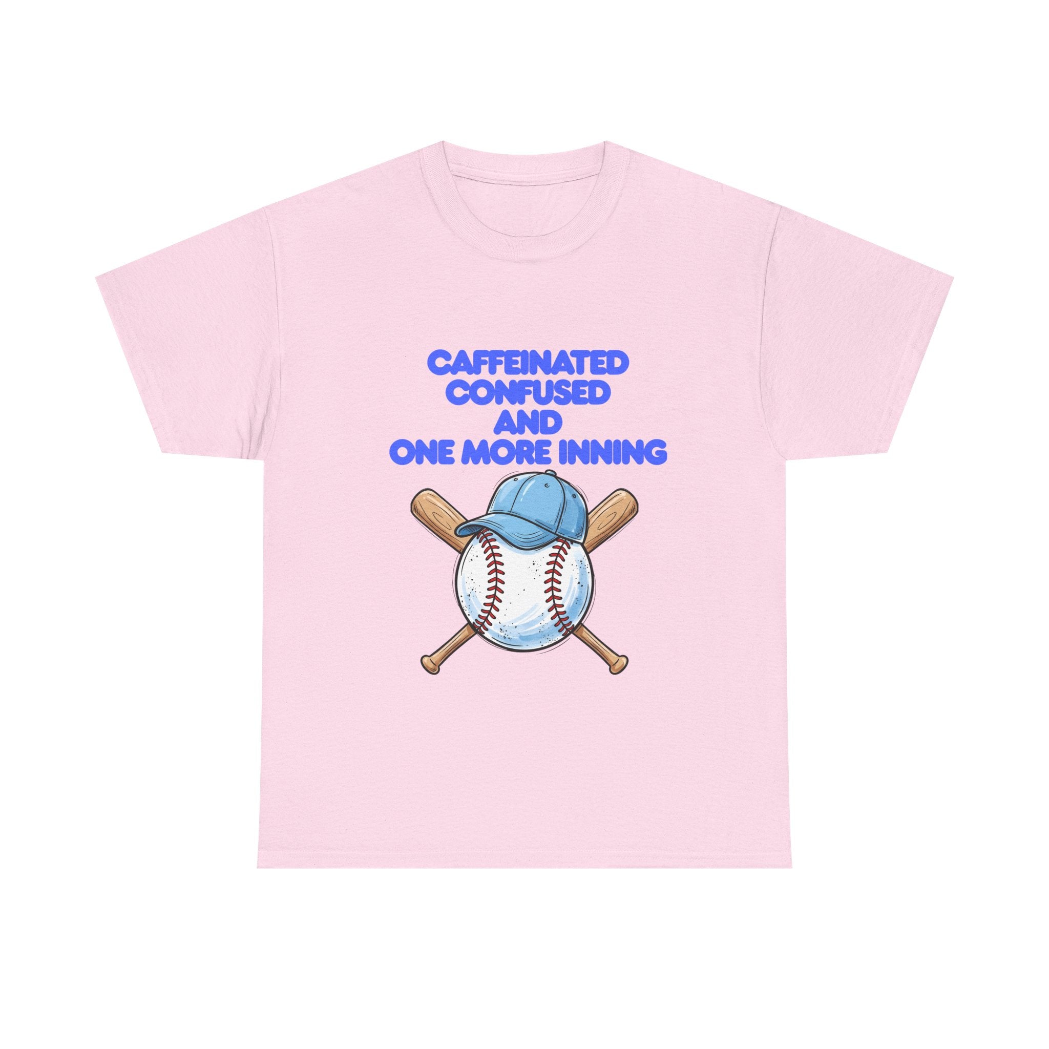 Baseball Caffeinated T‑Shirt — 'Caffeinated Confused and one more inning' Graphic Tee