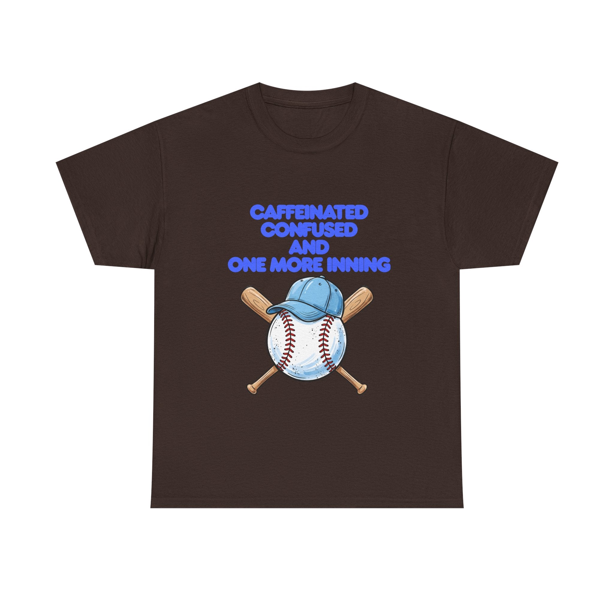 Baseball Caffeinated T‑Shirt — 'Caffeinated Confused and one more inning' Graphic Tee