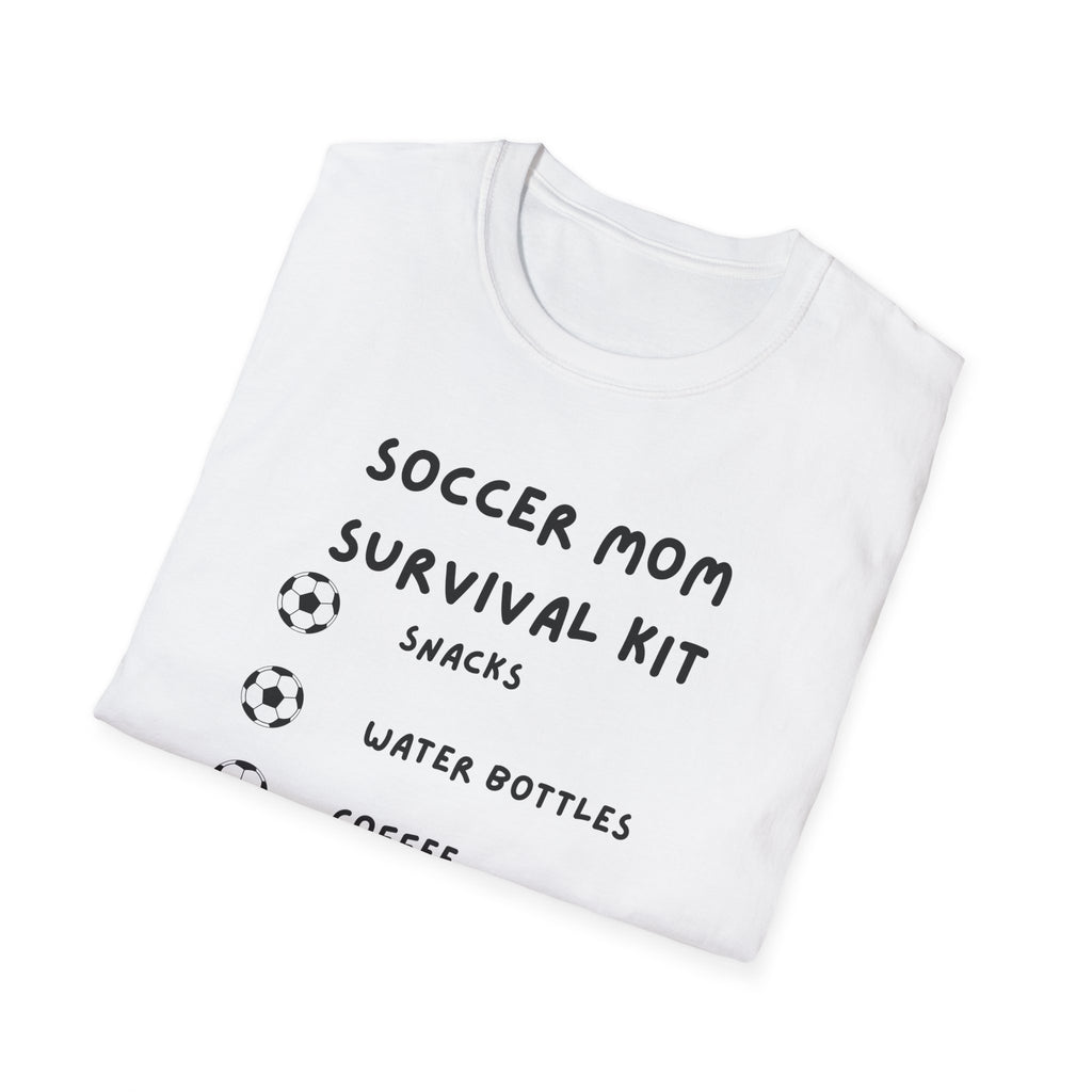 Soccer Mom Survival Kit T-Shirt – "Caffeinated & Confused" Soccer Mom Tee