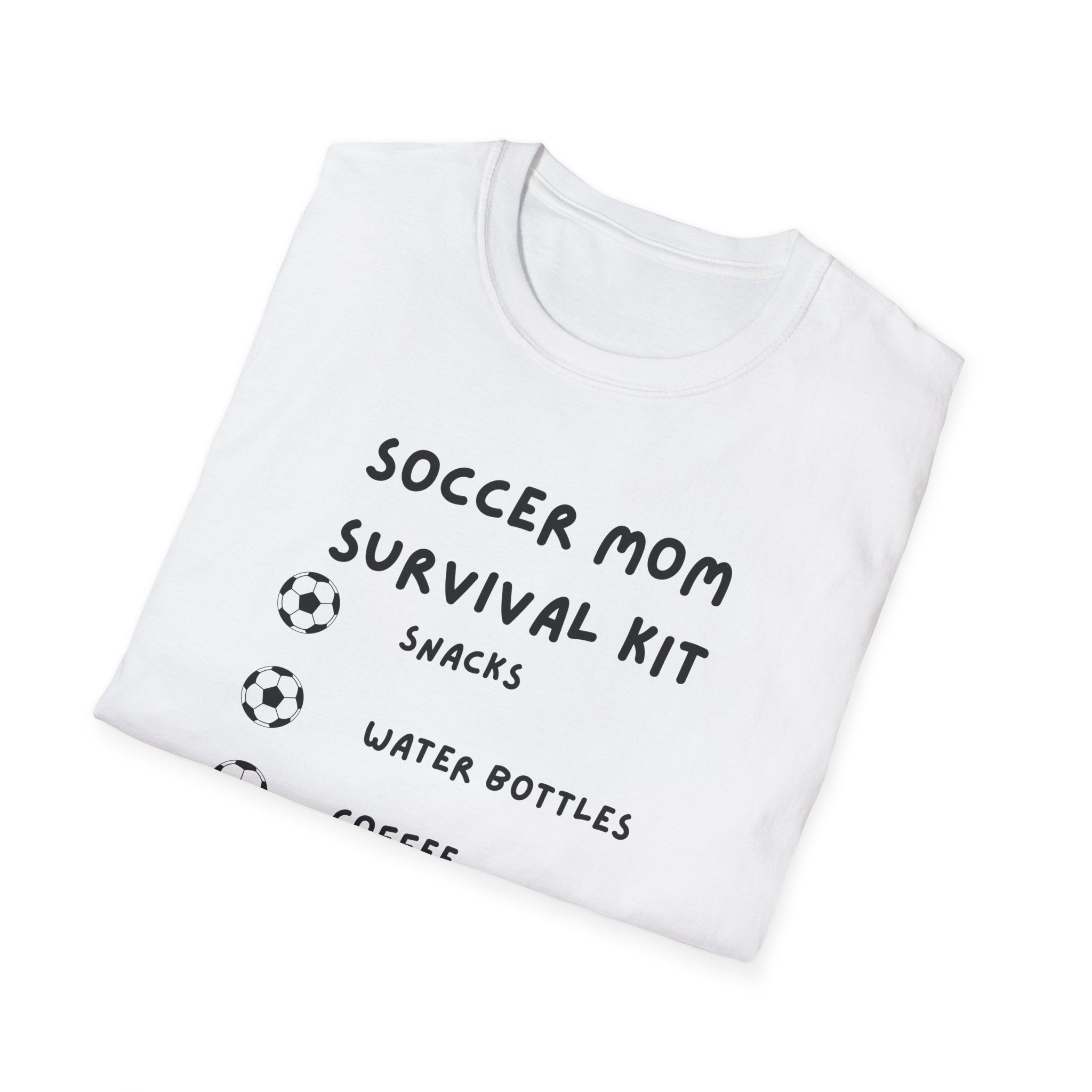Soccer Mom Survival Kit T-Shirt – "Caffeinated & Confused" Soccer Mom Tee