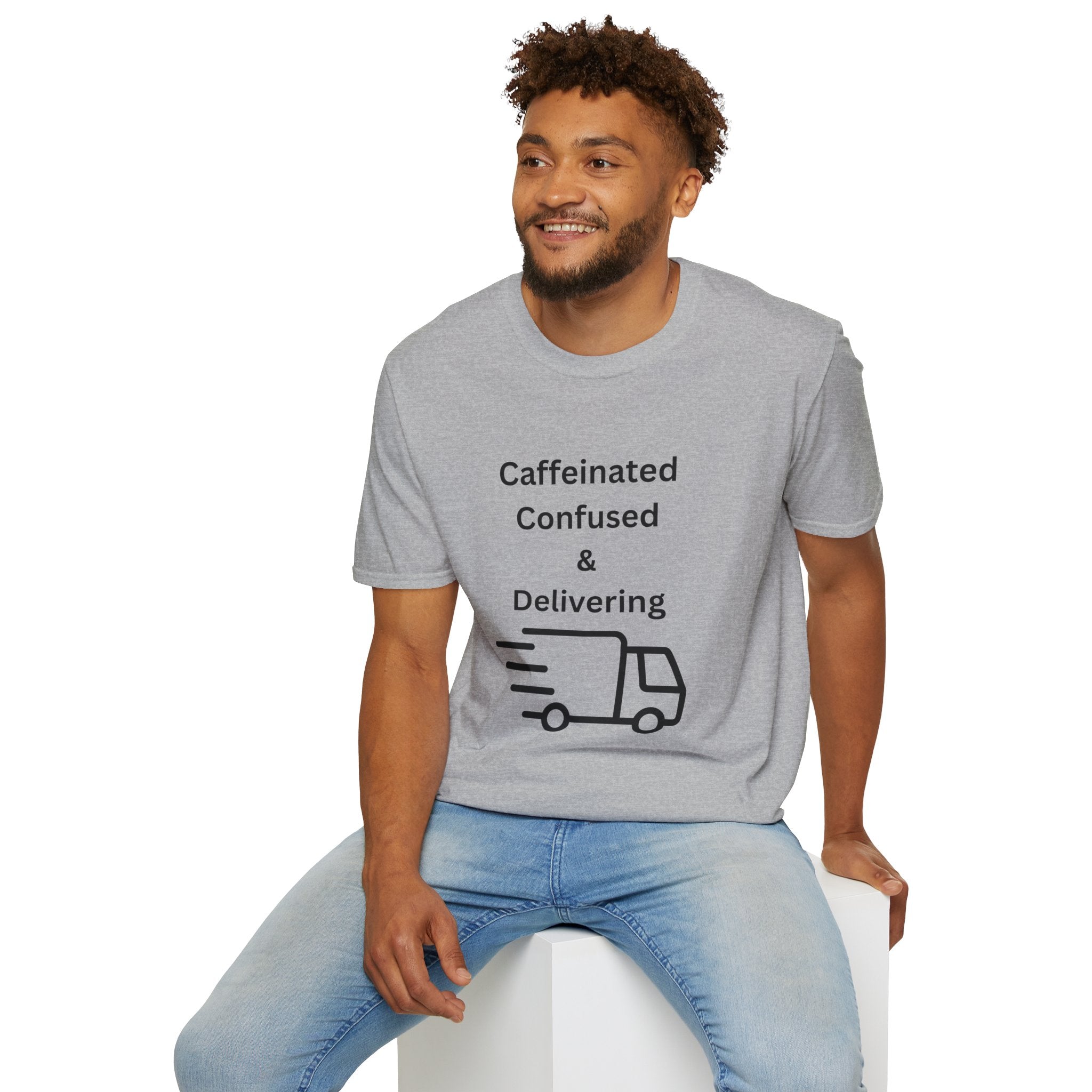 Delivery Driver T-Shirt - "Caffeinated Confused & Delivering" Graphic Tee