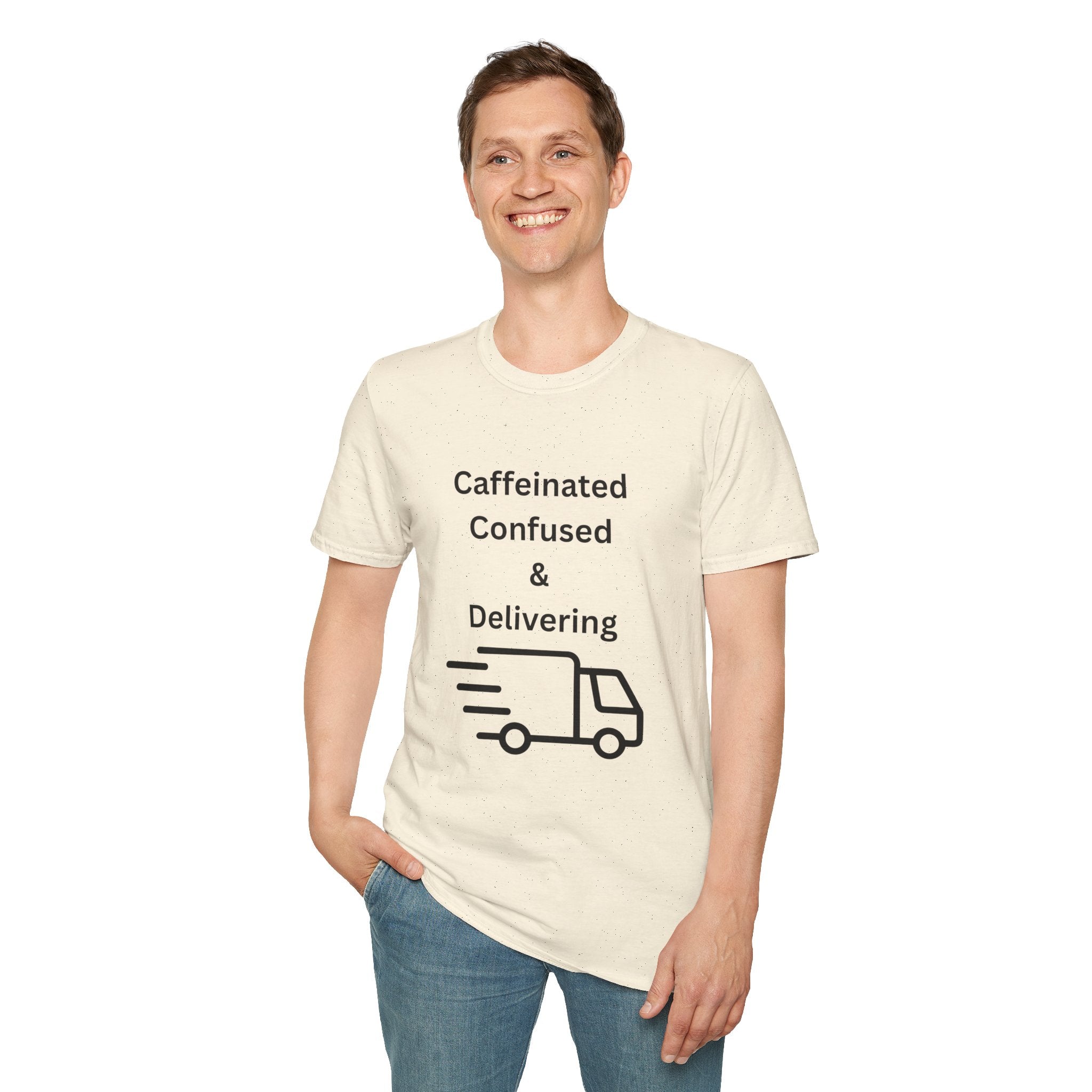 Delivery Driver T-Shirt - "Caffeinated Confused & Delivering" Graphic Tee