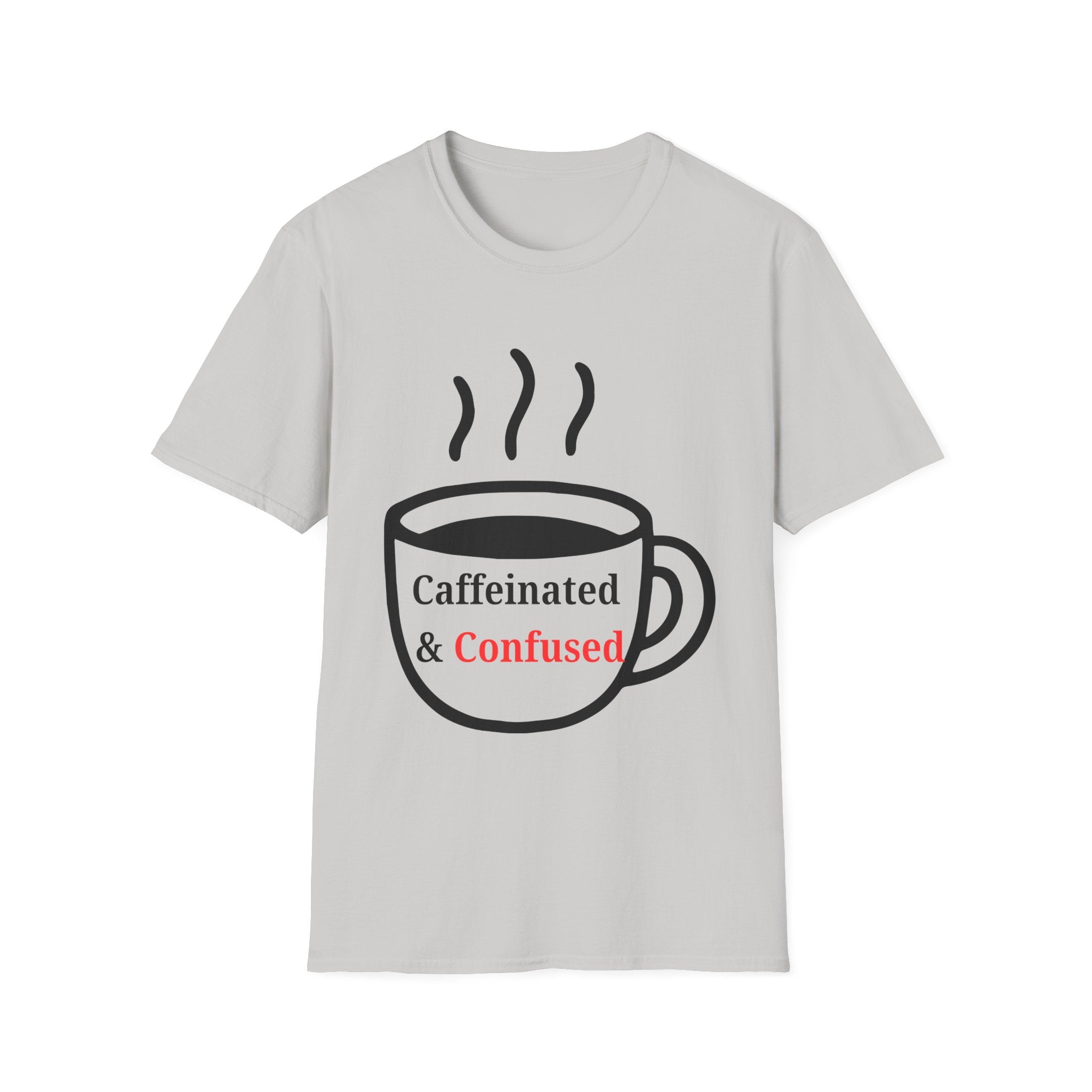 Caffeinated & Confused Coffee Tee — Funny Coffee Lover T-Shirt