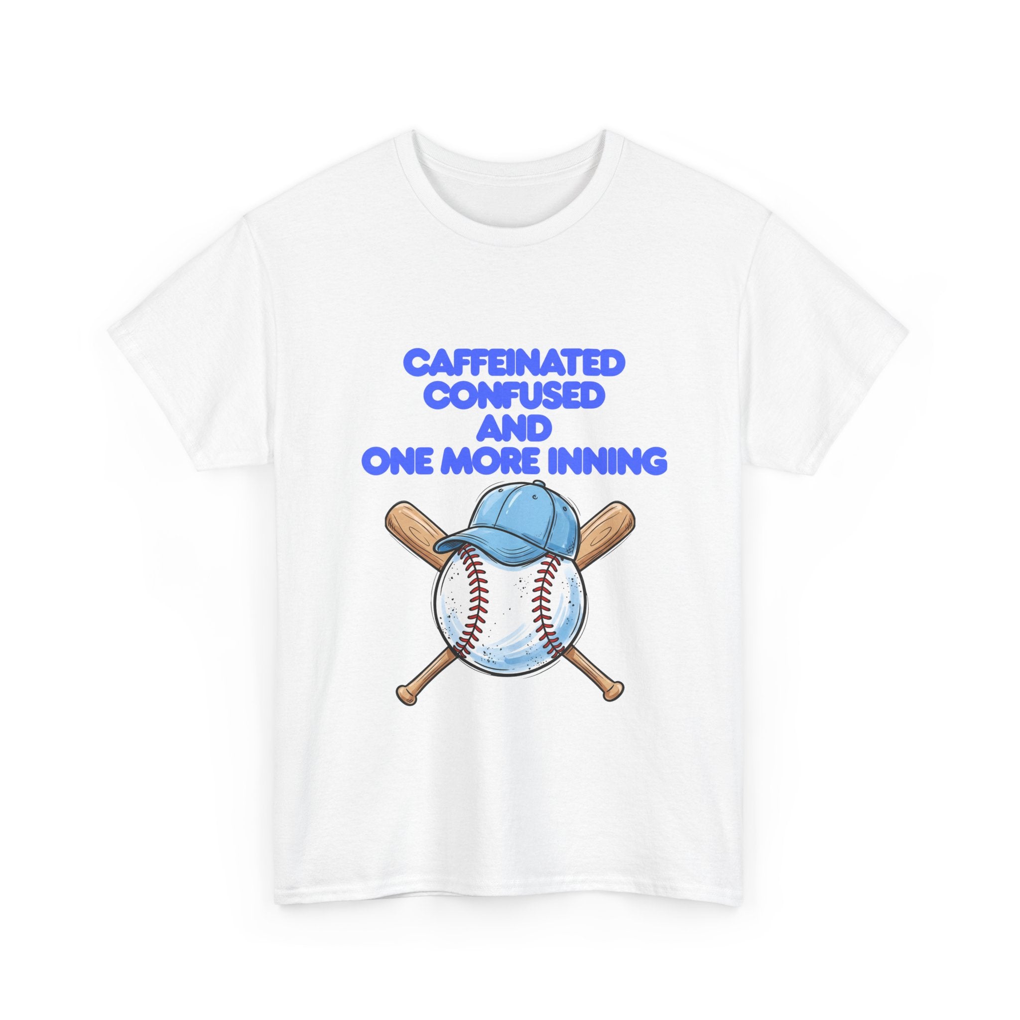 Baseball Caffeinated T‑Shirt — 'Caffeinated Confused and one more inning' Graphic Tee