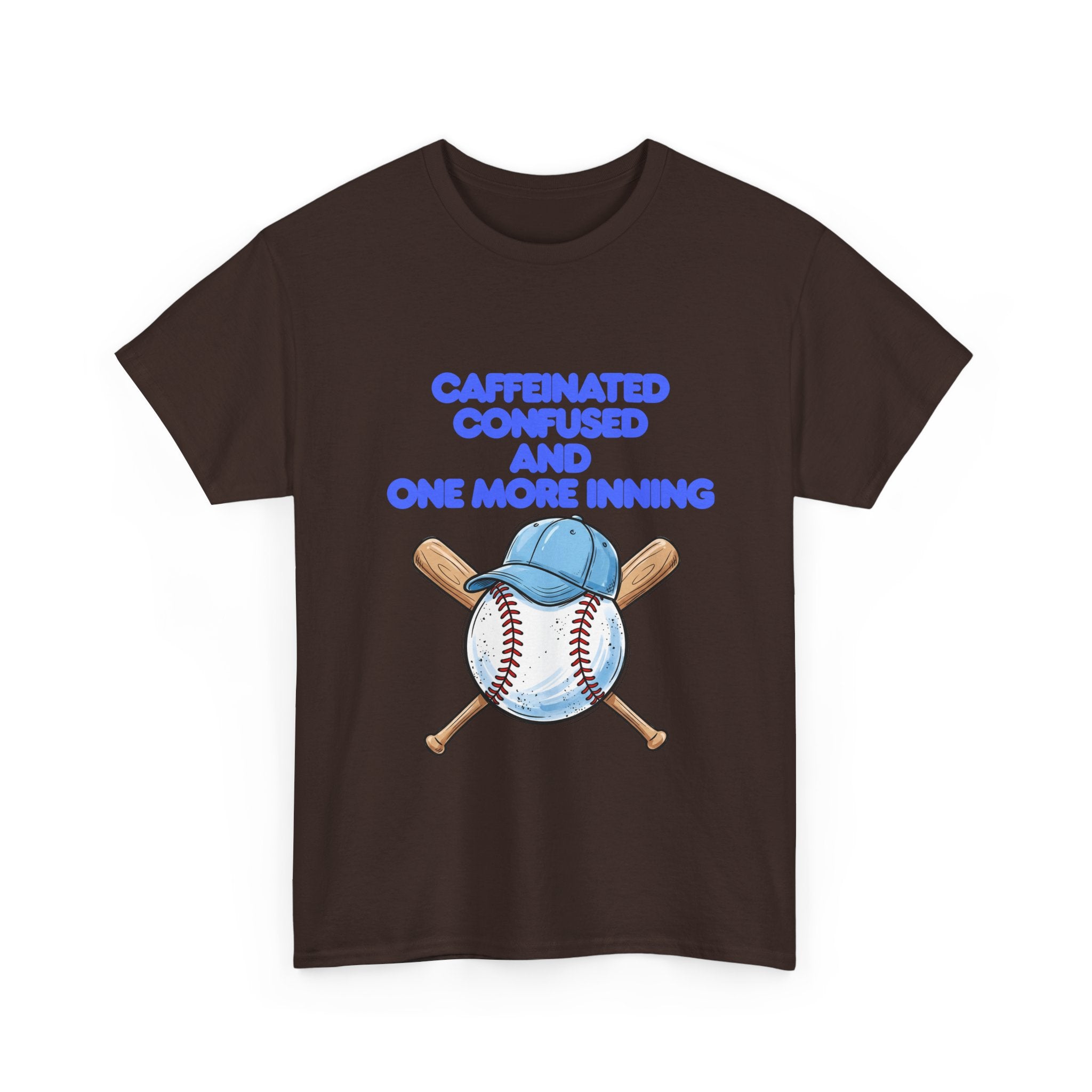 Baseball Caffeinated T‑Shirt — 'Caffeinated Confused and one more inning' Graphic Tee