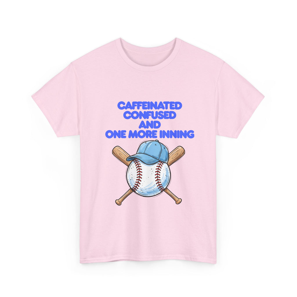 Baseball Caffeinated T‑Shirt — 'Caffeinated Confused and one more inning' Graphic Tee