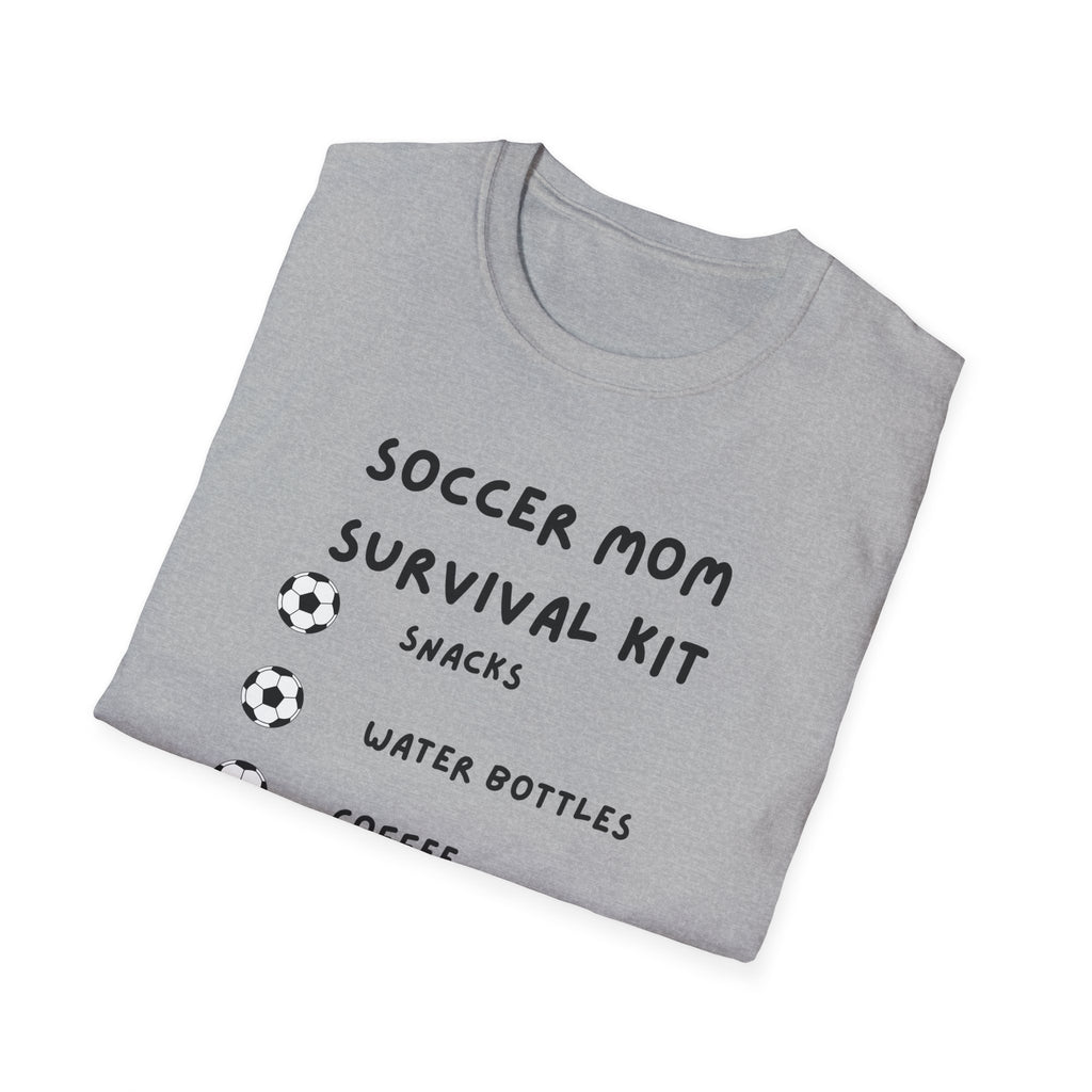 Soccer Mom Survival Kit T-Shirt – "Caffeinated & Confused" Soccer Mom Tee