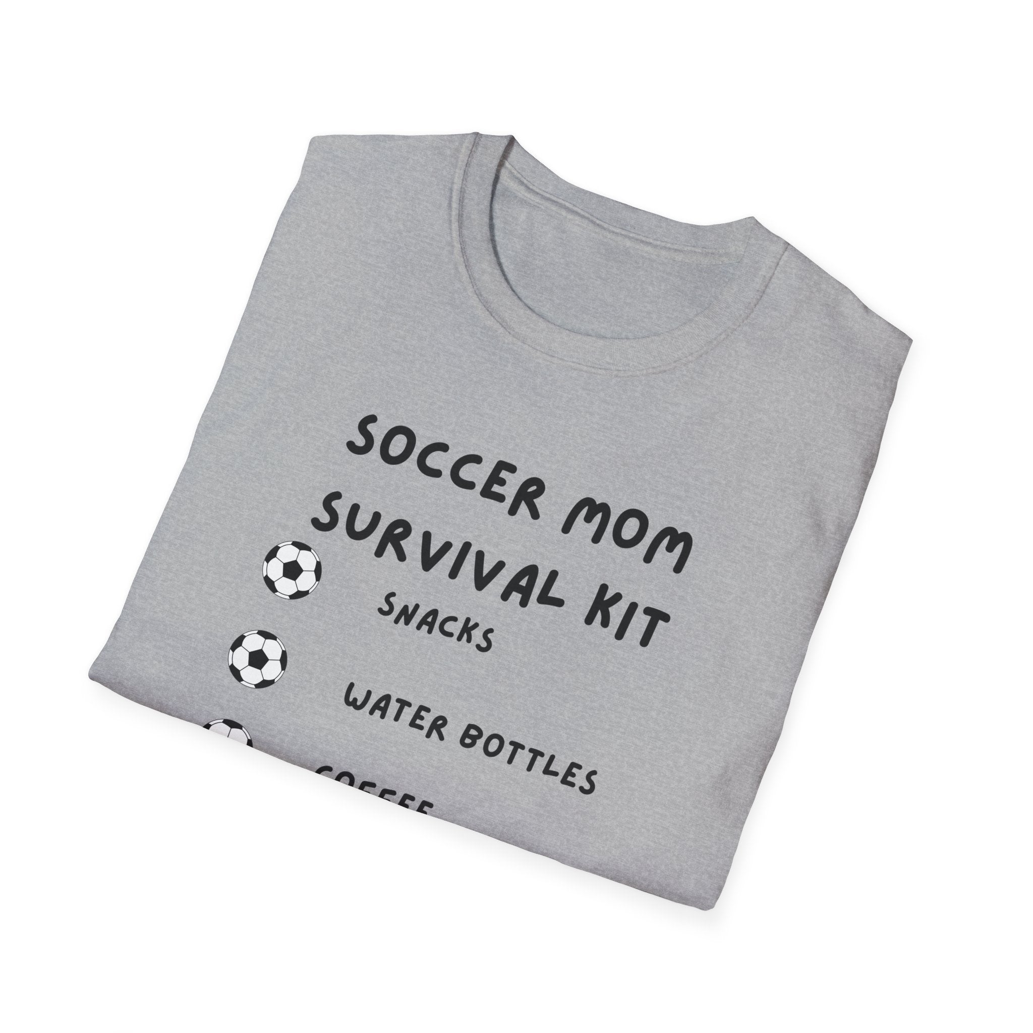 Soccer Mom Survival Kit T-Shirt – "Caffeinated & Confused" Soccer Mom Tee